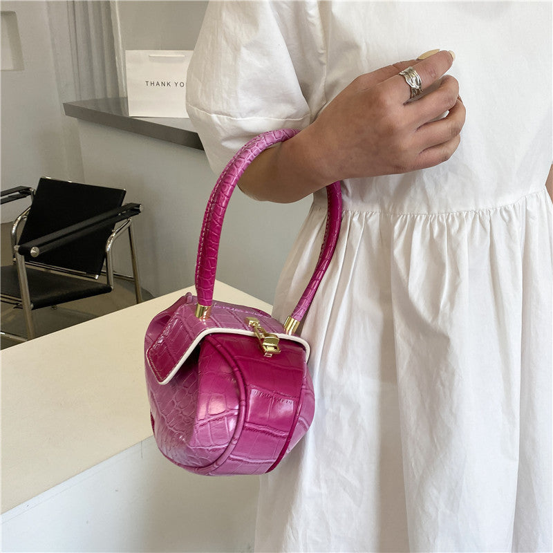 Korean Women's Color Matching Small Round Bag