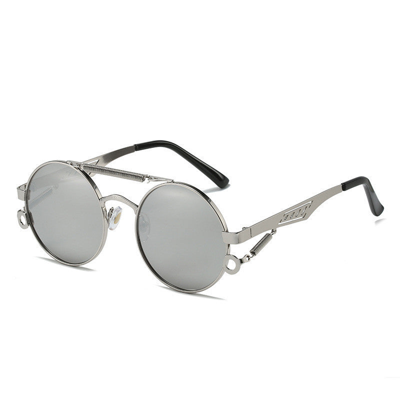 Men's And Women's Fashion Retro Spring-legged Double-beam Metal Glasses