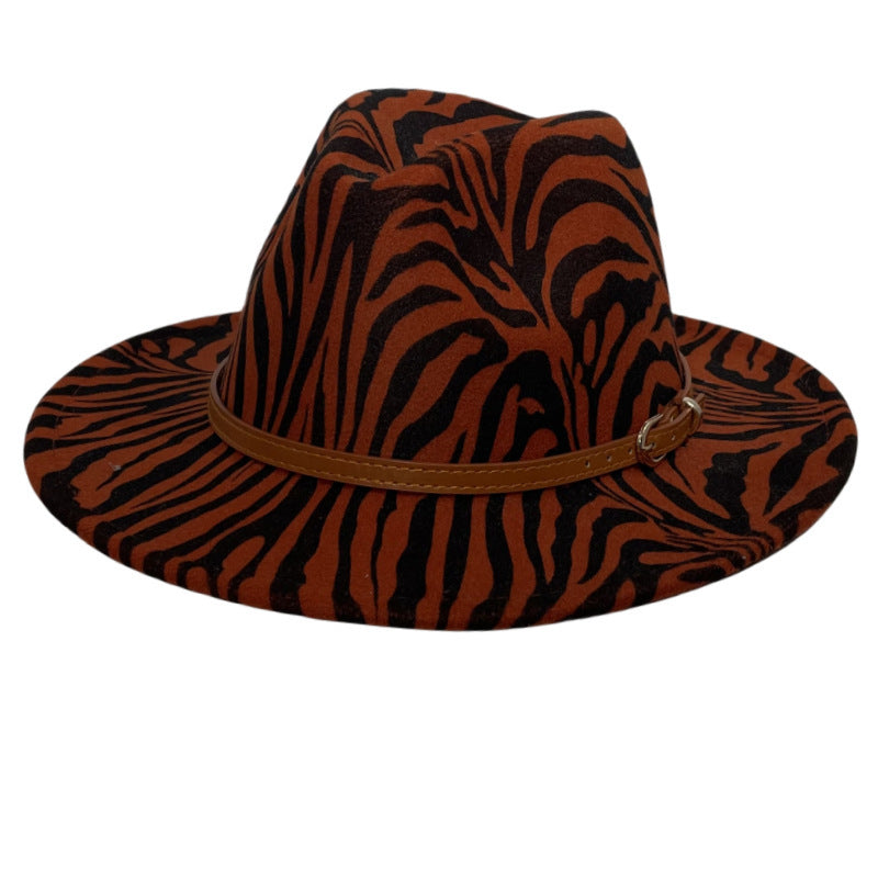 Girls Zebra Prints Sun Protection Fedora Fur Felt Hat