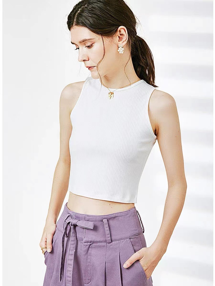 Summer Knitted Slim White Inner Bottoming Top