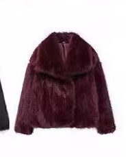 Cappotto invernale in peluche alla moda, spesso, con risvolto, casual, a maniche lunghe, abbigliamento da donna