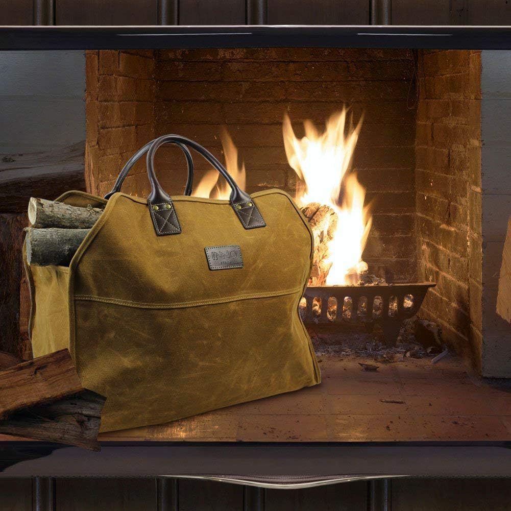 Portable Portable Heavy-duty Waxed Canvas Fire Wooden Bag