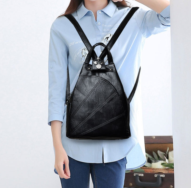 Soft leather anti-theft backpack