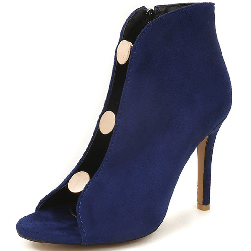 Metal high-heeled large suede high-top shoes