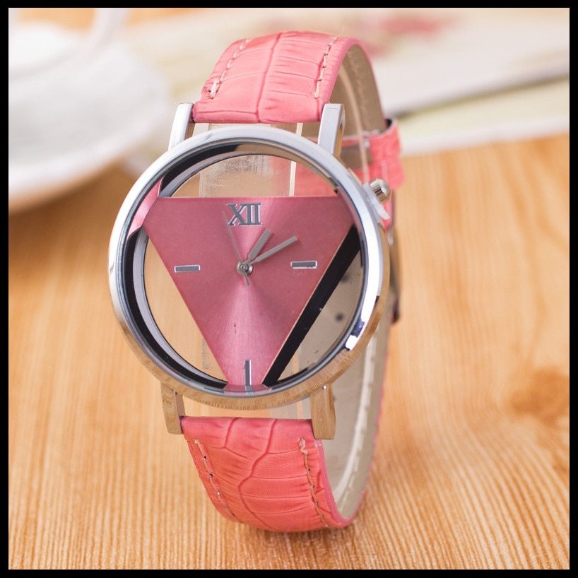 Triangle watch personality stylish double-sided hollow quartz watch