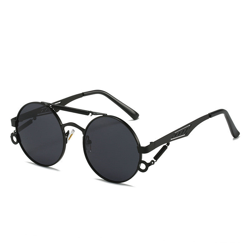 Men's And Women's Fashion Retro Spring-legged Double-beam Metal Glasses