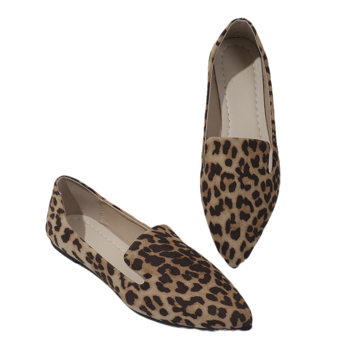 Leopard Print Shallow Mouth Pointed Flat Shoes Casual