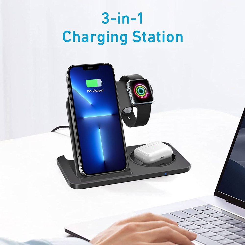 Foldable 15W Three In One Wireless Fast Charging Charger