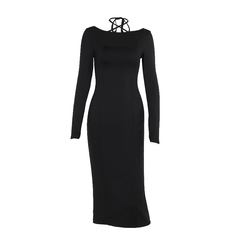 Slim Fit Cross-halterneck Dress Women