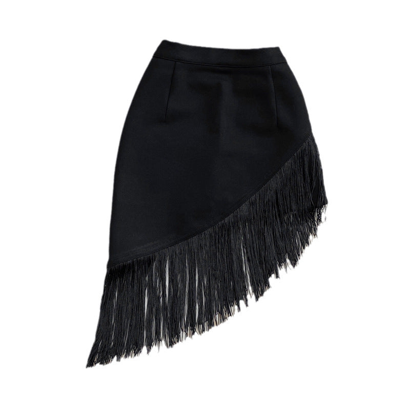 High Waist Tassel Women's New Elastic Hip Skirt