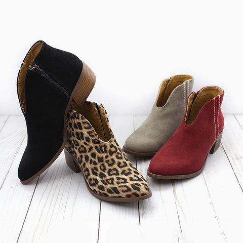 Leopard boots women's personality tassel leather boots new square with WISH booties