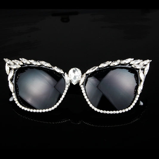 Cat eye sunglasses with rhinestones