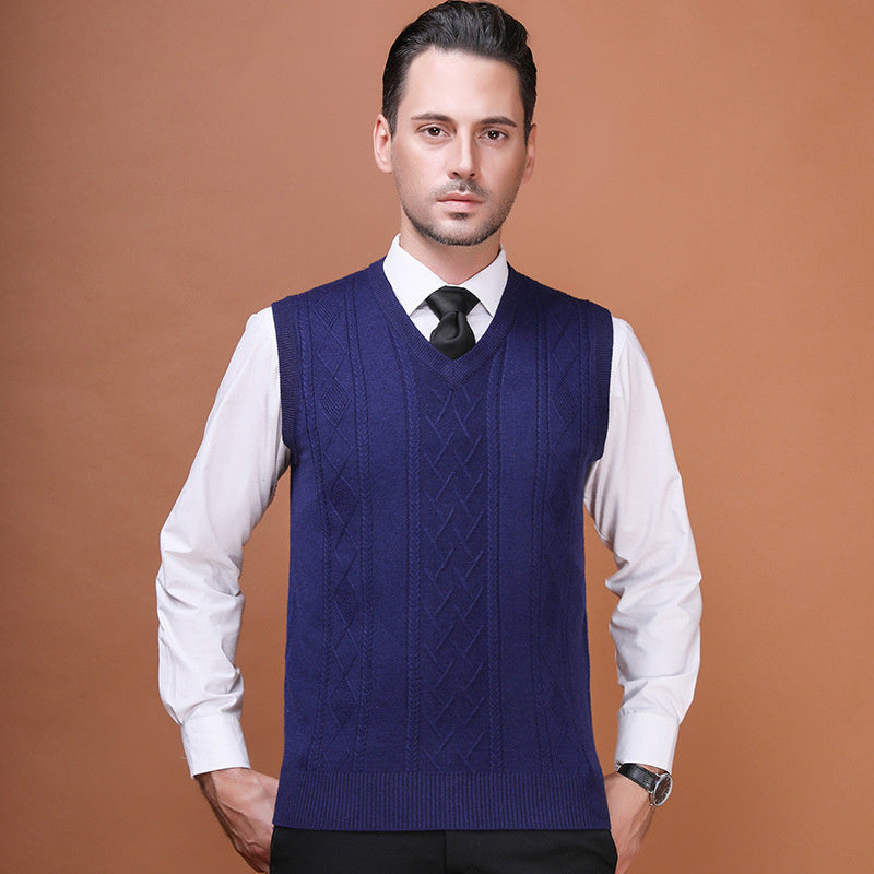 Men's Wool Vest V-Neck Vest Sleeveless Waistcoat