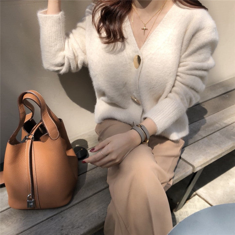 Lazy knitted cardigan top women