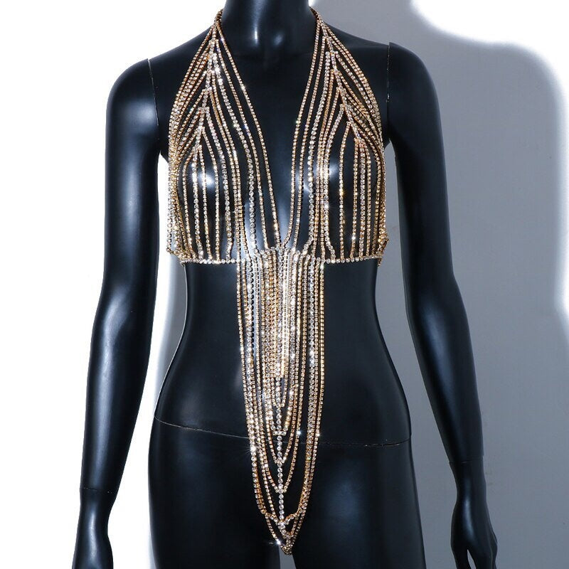 Fashion One-piece Accessories Personalized Rhinestone Body Chain Female