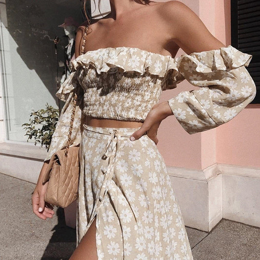 Floral off shoulder A-line dress