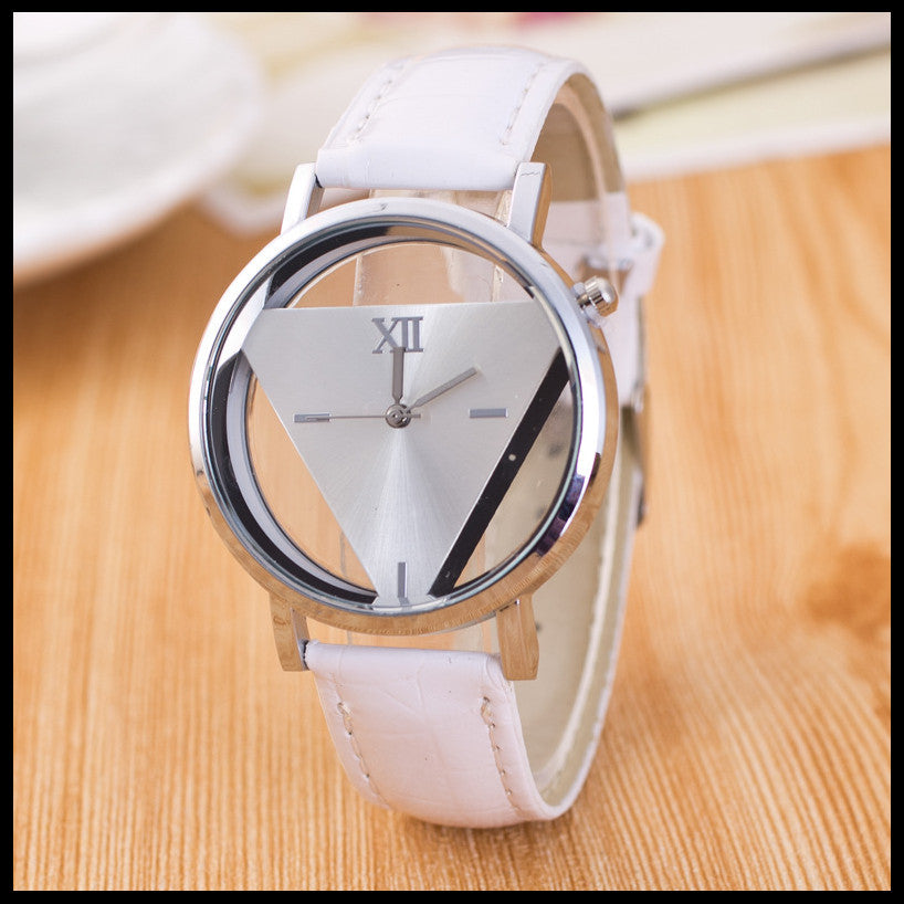 Triangle watch personality stylish double-sided hollow quartz watch