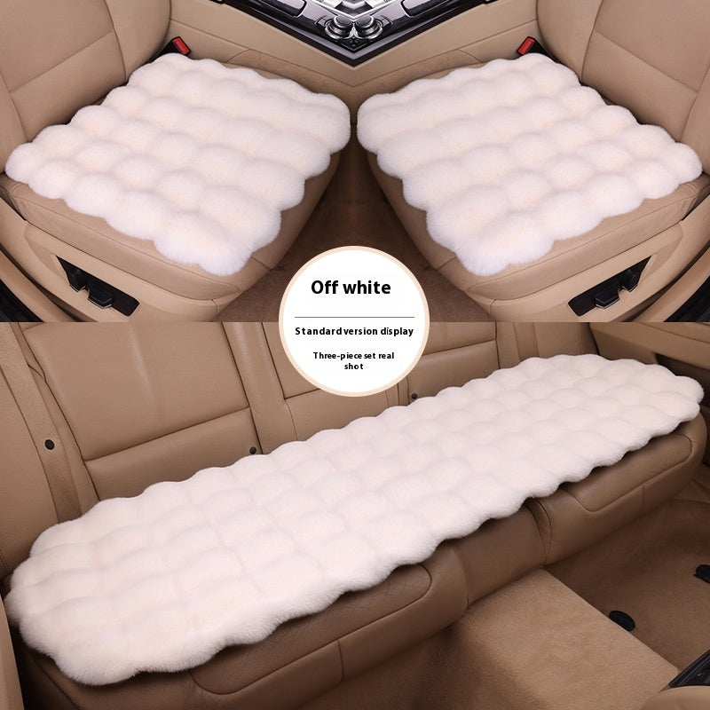 Car Cushion Winter Bubble Velvet Rabbit Plush Three-piece Set Without Backrest