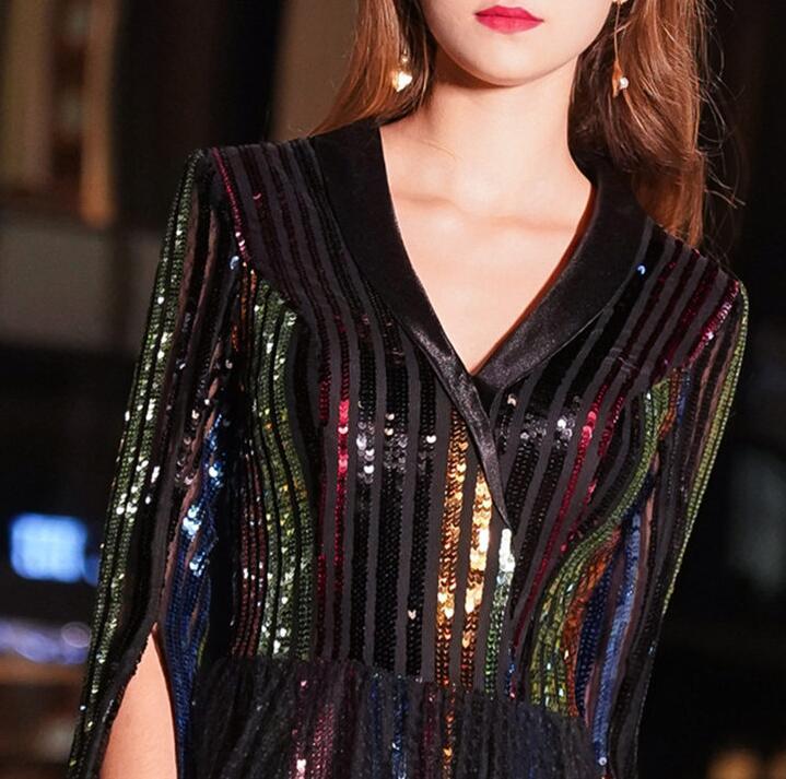 Fashion Women's Polyester Long Sequined Dress