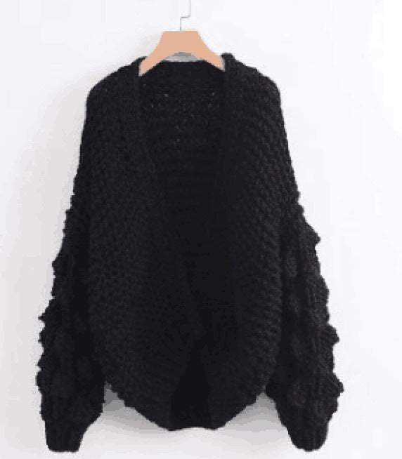 Lantern sleeve sweater coat