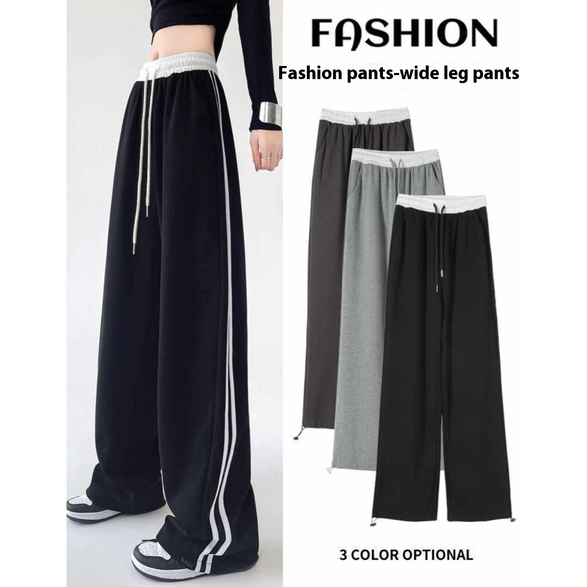 Black Sweatpants Women's Spring And Autumn High Waist