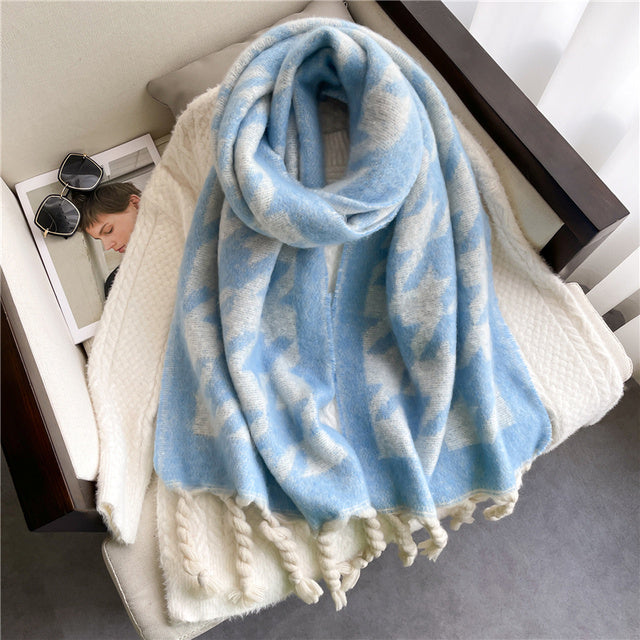 Winter Scarf Women Cashmere Warm Pashmina Solid Female Scarv