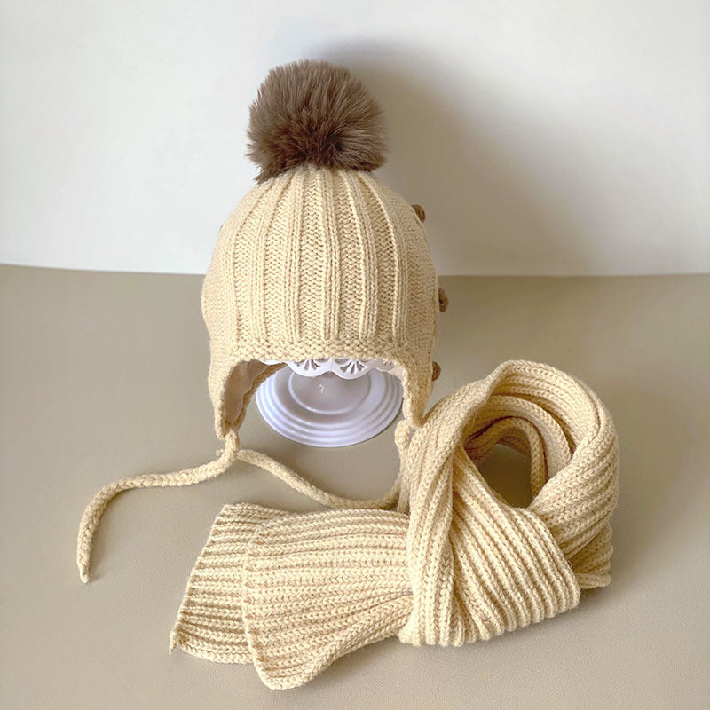 Children's Hat Scarf Two-piece Set Korean Baby Suit