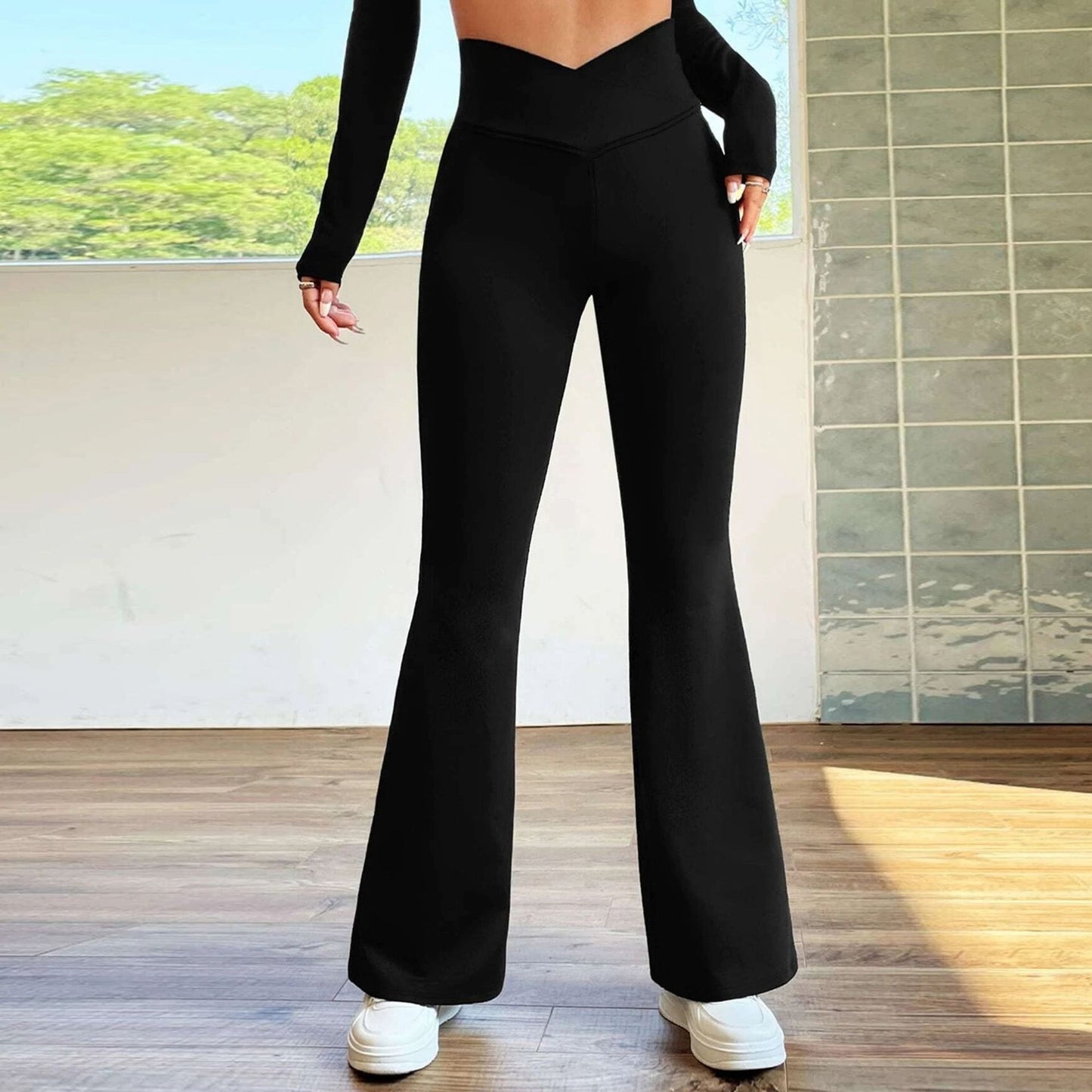 Cross Waist Thin Yoga Pants High Waist American Micro Pull Mop Casual Sports Trousers