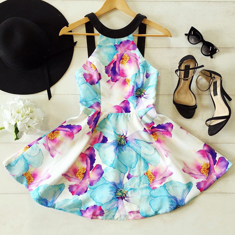 Black Shoulder-led Off-shoulder Fashion Printed Dress