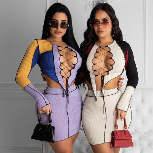 Fashion Sexy Mid Waist Bag Hip Short Skirt Suit Women