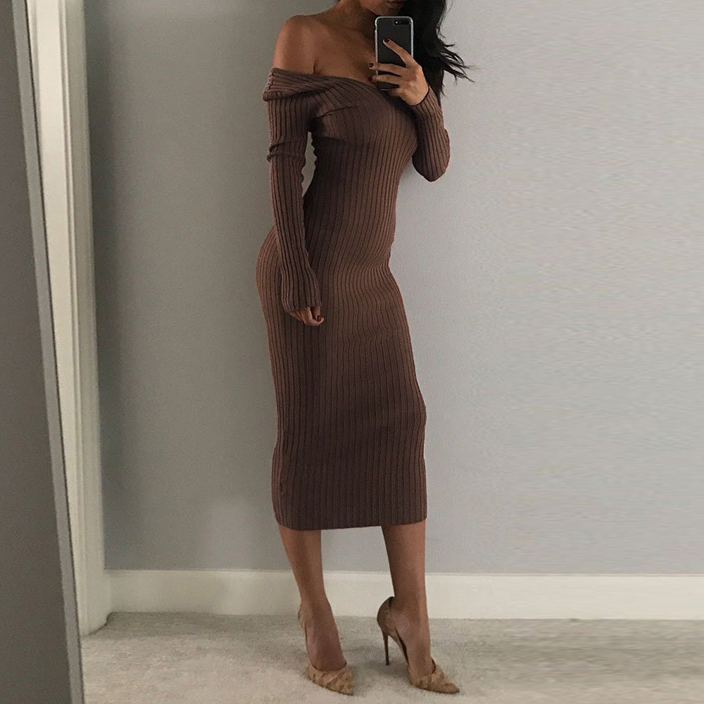 Big V-neck long sleeve dress