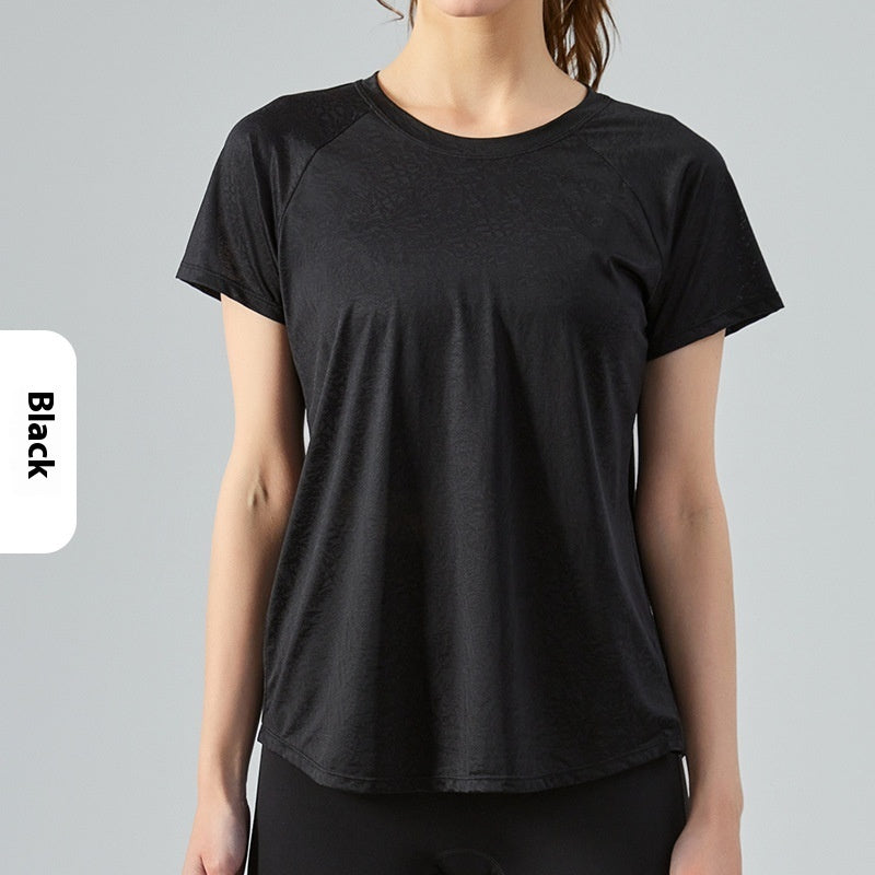 Jacquard Split Hollow Yoga Blouse Women