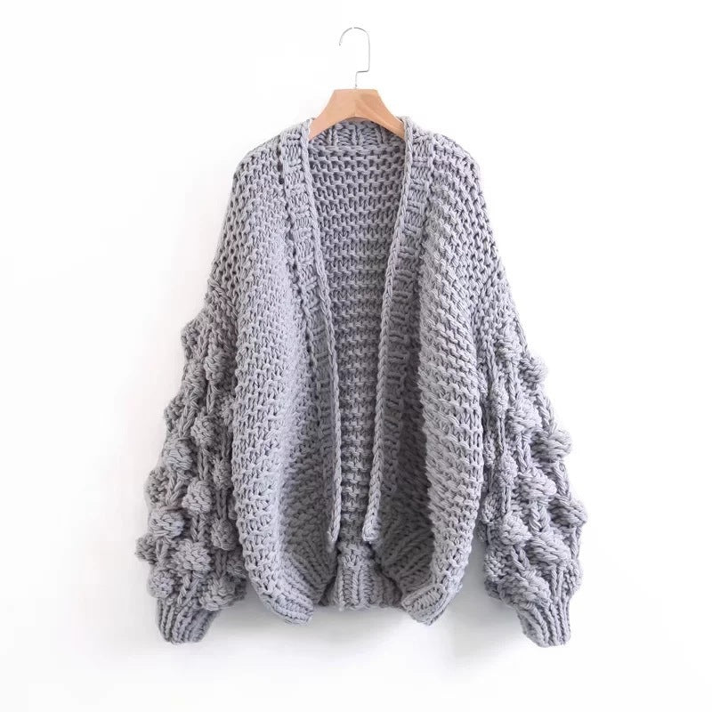 Lantern sleeve sweater coat