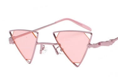 new sunglasses punk wind triangle hollow sunglasses glasses Europe and the United States personality metal sunglasses