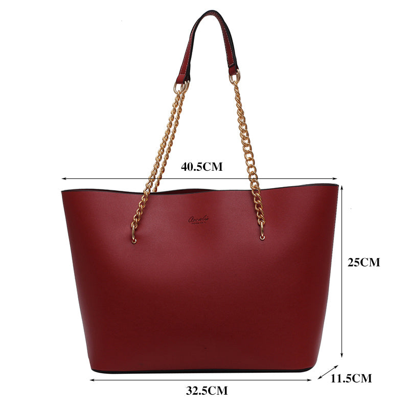 Korean Style Ladies Chain Bag Tote Brown Handbag