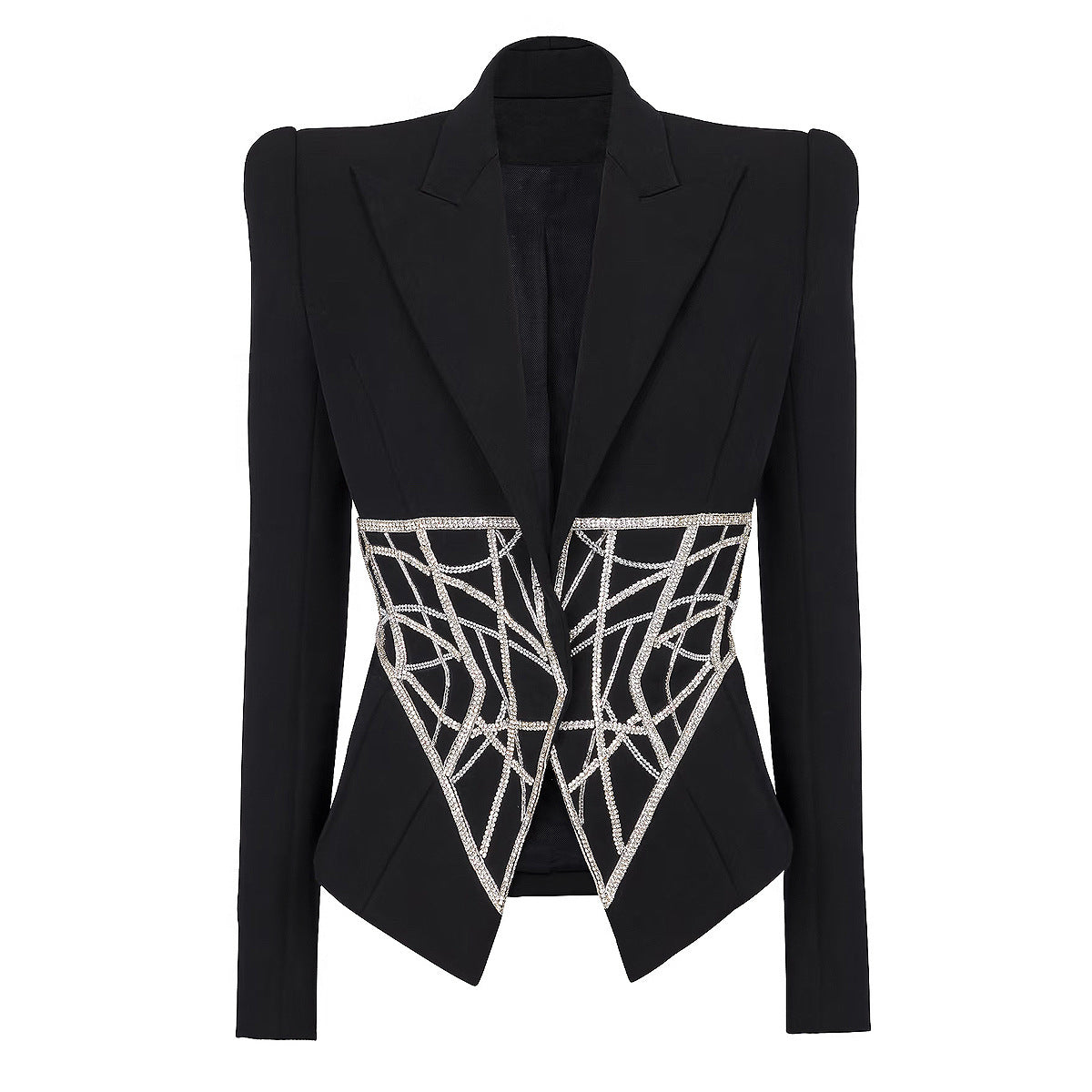 Heavy Industry Beads Diamond Waist Slimming High-end Women's Suit Jacket