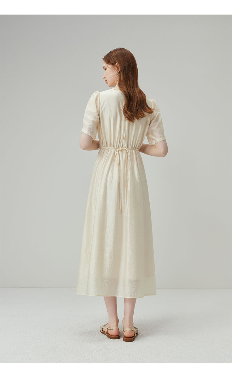 Women's V-neck Texture Tencel Jacquard Dress