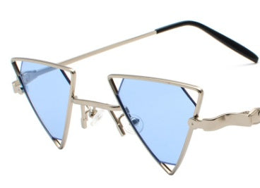 new sunglasses punk wind triangle hollow sunglasses glasses Europe and the United States personality metal sunglasses