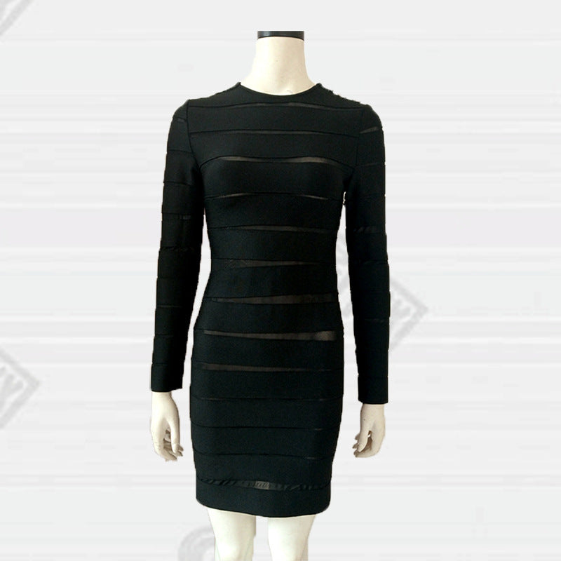 Irregular Layering Black Classic Long Sleeve Dress In Europe And America