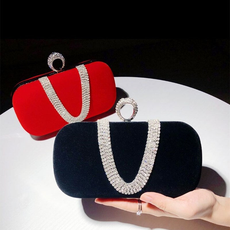 Diamond Evening Bag Velvet Clutch Bridal Dress Bag Ladies Evening Bag