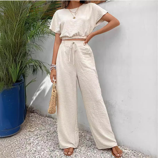 Top Baggy Straight Trousers Two-piece Set