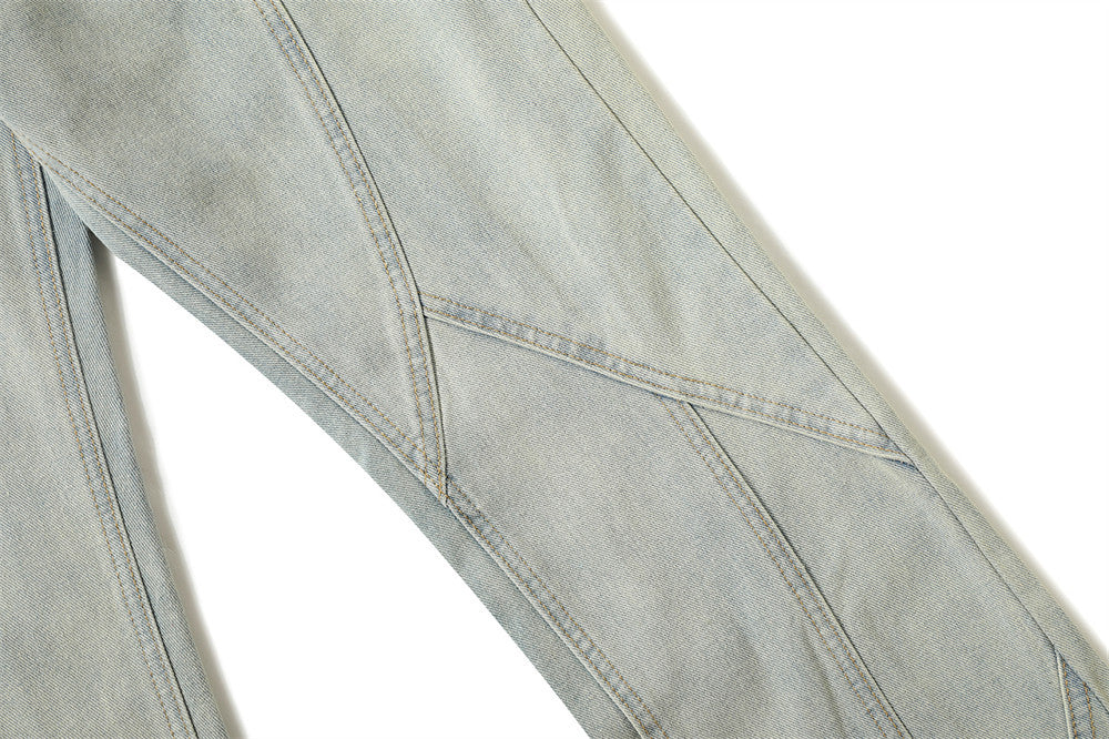 Washed Bright White Straight Jeans For Men