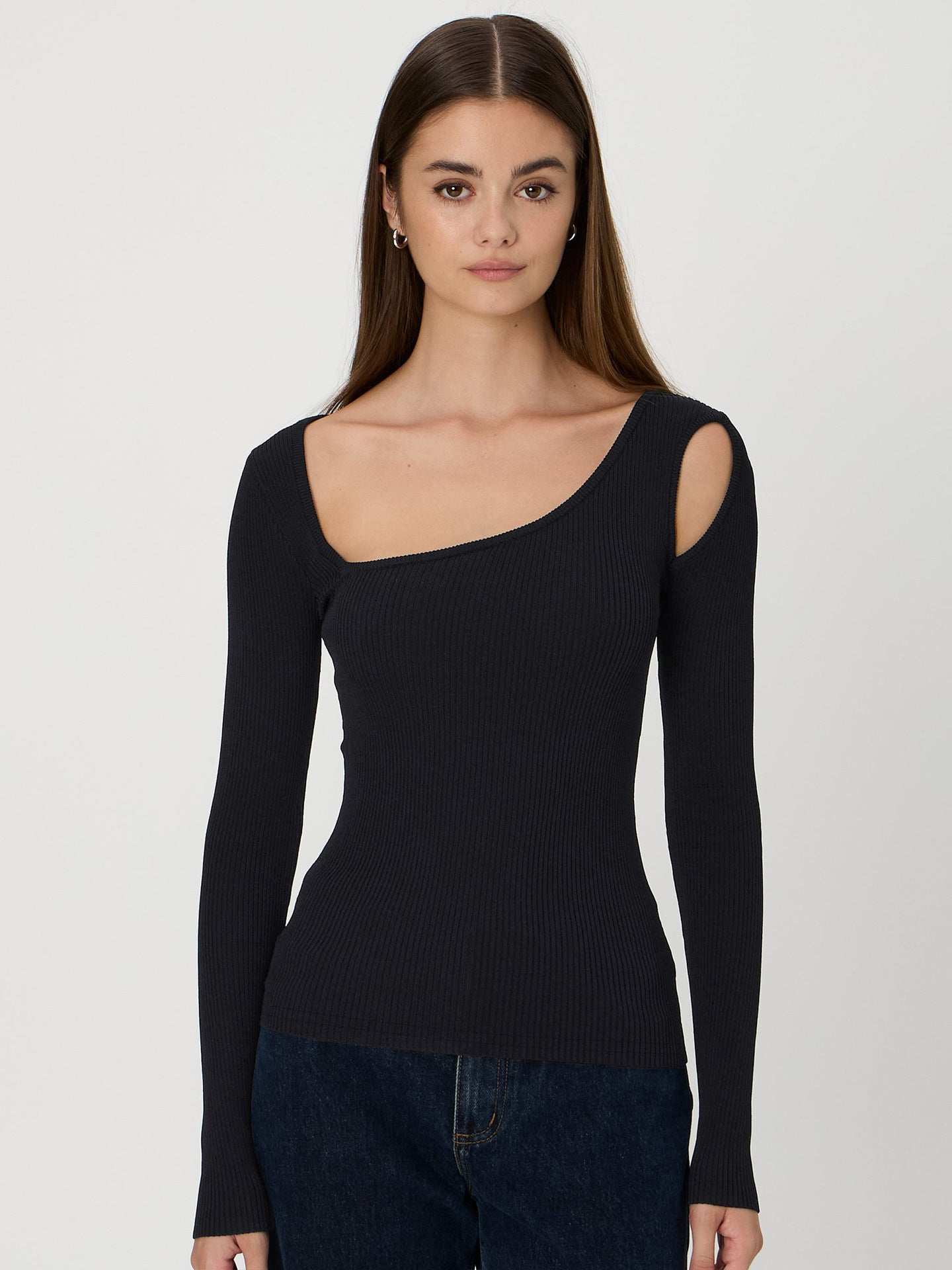 Versatile Long Sleeve Slim-fit Solid Color Top