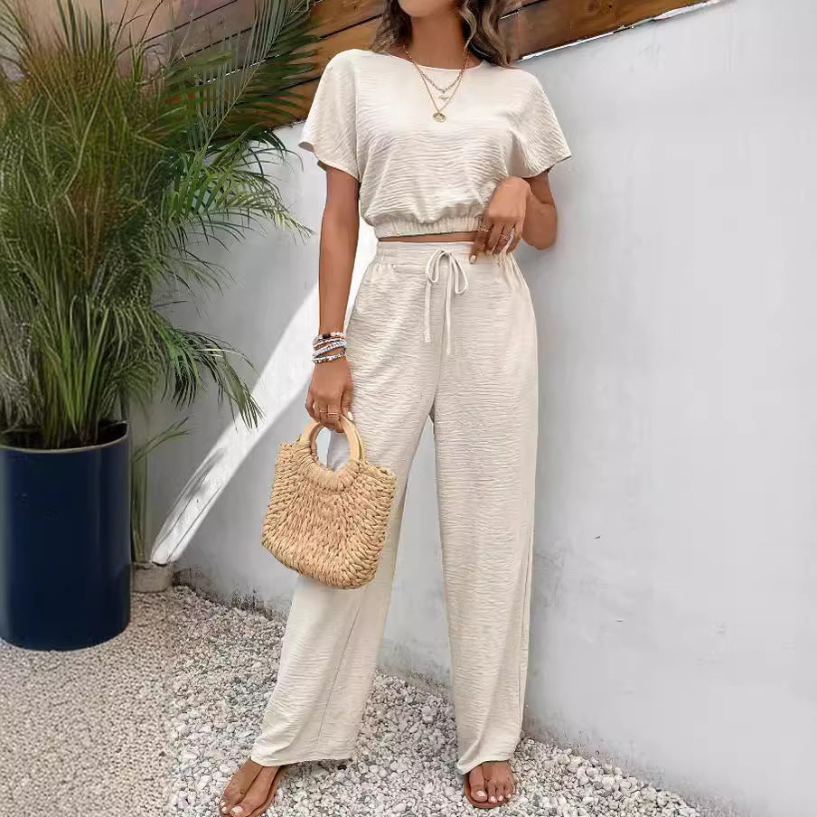 Top Baggy Straight Trousers Two-piece Set