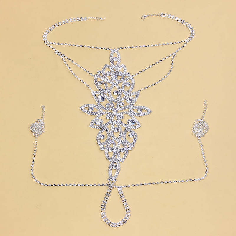 Sexy Bikini Body Chain Fashion Luxury Rhinestone Flower Body Chain Set