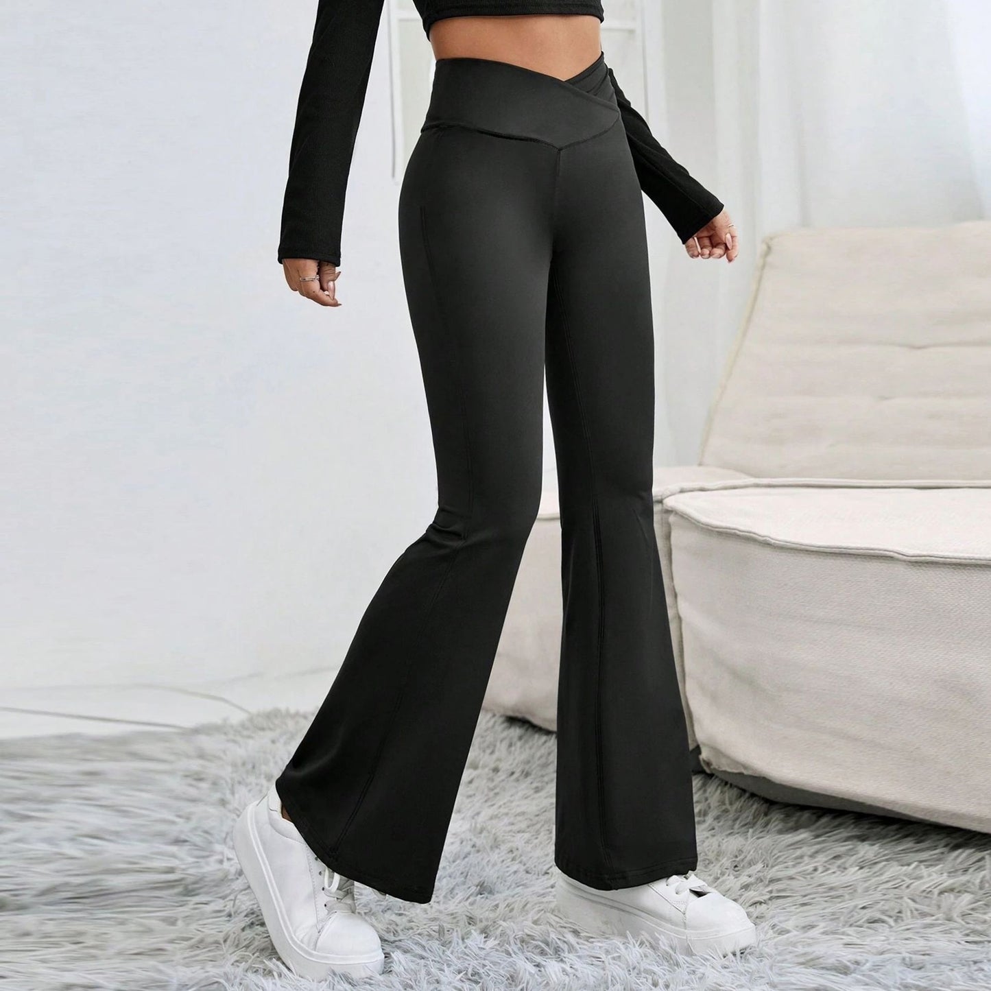 Cross Waist Thin Yoga Pants High Waist American Micro Pull Mop Casual Sports Trousers