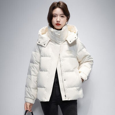 Winter Fashion Short White Goose Down Hooded Down Jacket