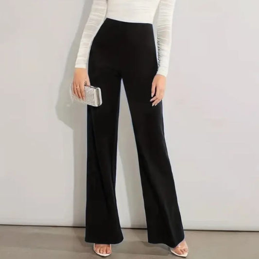 High Waist Slimming Casual Solid Color Straight-leg Trousers Four Seasons Stretch