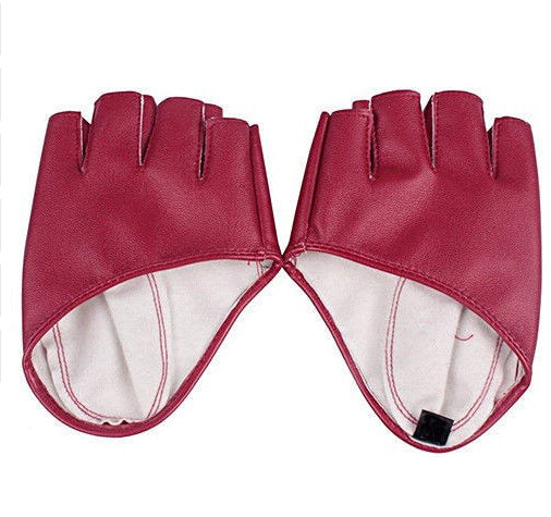 1 para Mode Half Finger PU Lederhandschuhe Damen Fingerlose Driving Anzeigen Dance Zubehör guantes mujer