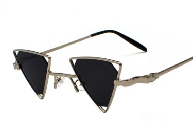 new sunglasses punk wind triangle hollow sunglasses glasses Europe and the United States personality metal sunglasses